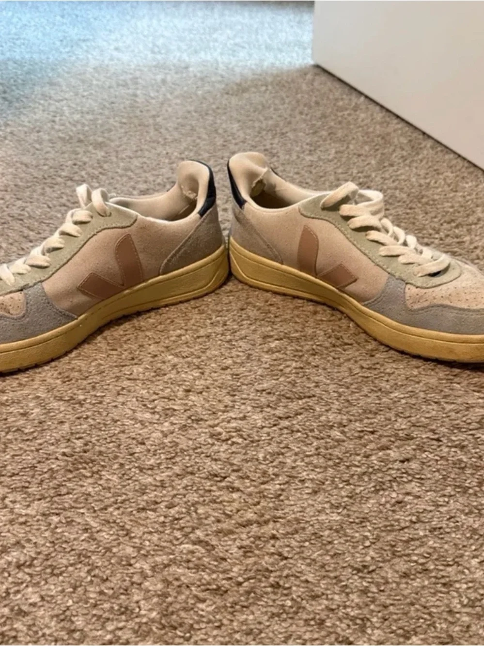 Veja Low-Top Sneakers in Cream, Light Blue, Blush, and Navy